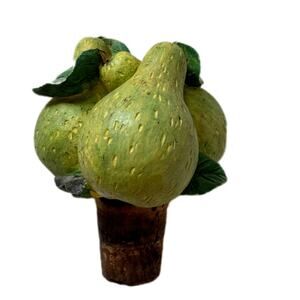 Pottery Barn Vintage Y2K Pear Wine Bottle Stopper Cork Wine Bottle Top